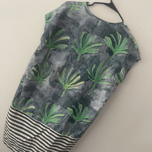 Virginia Johnson Dress Womens Size SMALL PETITE Blue Green Striped Cotton - Picture 3 of 7